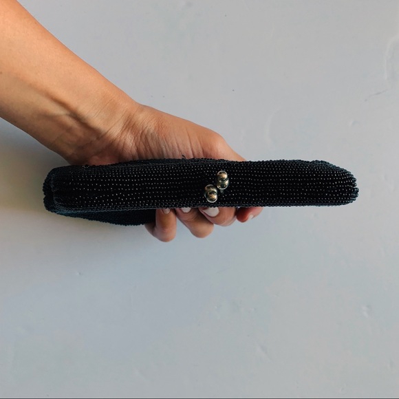 Vintage Black Beaded Clutch - Picture 3 of 4